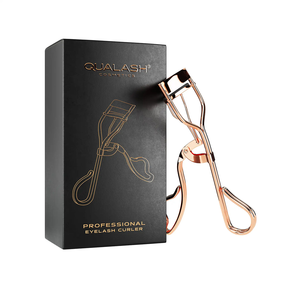 브랜드 검은 상자 옆의 QUALASH Professional 속눈썹 컬러